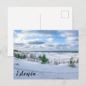 Ostseeküste im Winter schneebedeckt Postkarte (Vorne/Hinten)