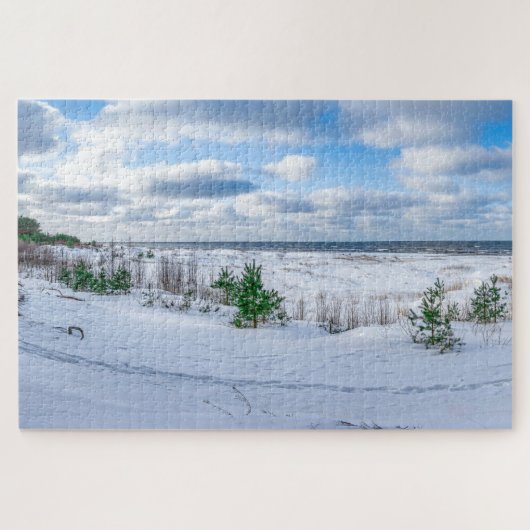 Ostseeküste im Winter schneebedeckt Puzzle (Horizontal)