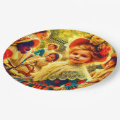 OSTTAG Vintage Kinder 3D ~ dekoriert Pappteller (Schrägansicht)