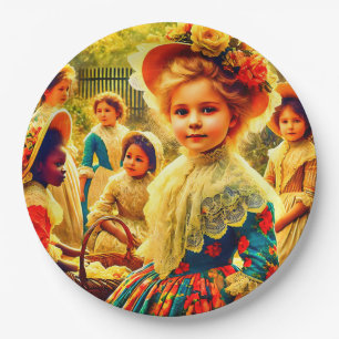 OSTTAG Vintage Kinder 3D ~ dekoriert Pappteller