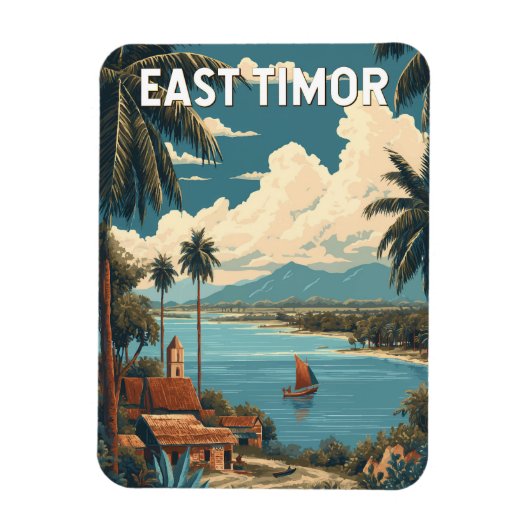 Osttimor-Illustration Reise Kunst Vintage Magnet (Vertikal)