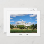 Ostuni mit Olivenbäumen, Apulien, weiße Postkarte (Vorne/Hinten)