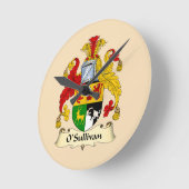 O'Sullivan Family Coat of Arms Round Clock Runde Wanduhr (Winkel)