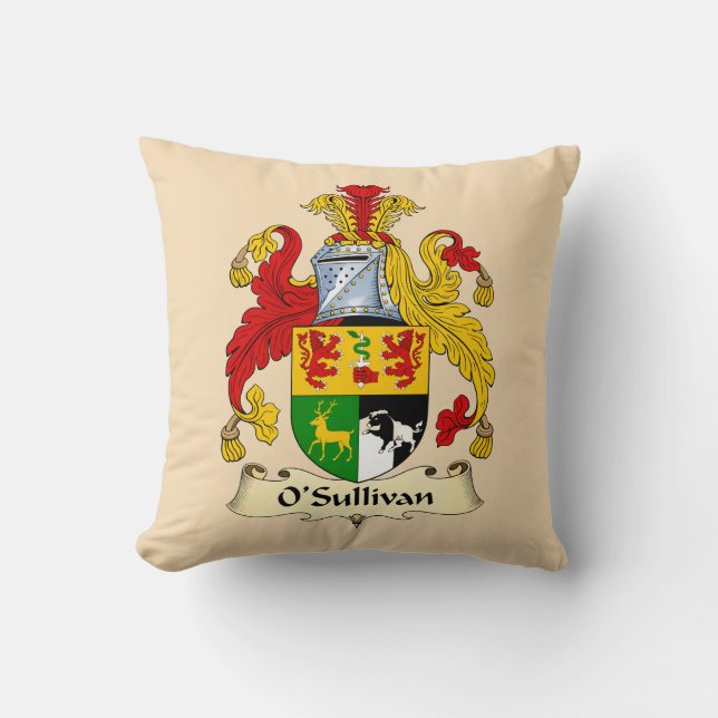 O'Sullivan Family Coat of Arms Throw Pillow Kissen (Vorderseite)