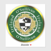 O'Sullivan Irish Shield/Celtic Cross Personalisier Aufkleber (Blatt)