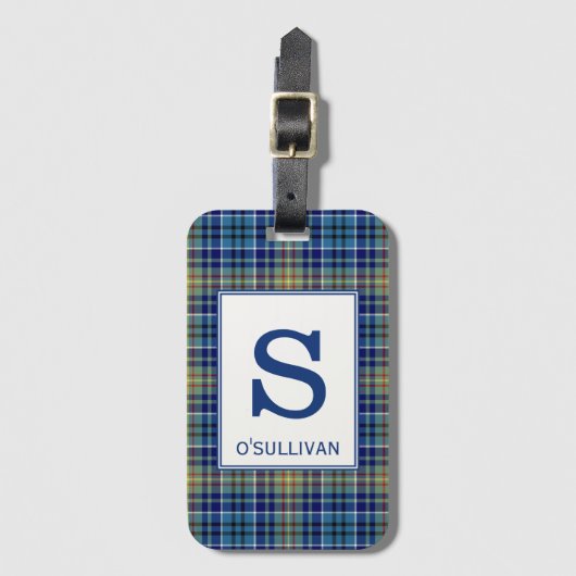 O'Sullivan Tartan Bright Blue Kariertes Muster Gepäckanhänger (Vorderseite Vertikal)
