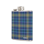 O'Sullivan Tartan Monogram Blue und Green Kariert Flachmann (Links)