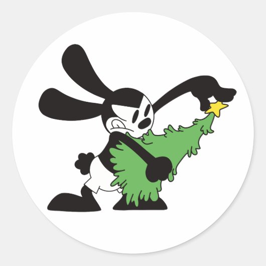 Oswald Der glückliche Rabbit Weihnachtsbaum Runder Aufkleber (Vorderseite)