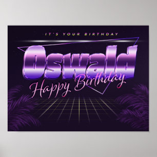 Oswald Name Vorname lila retro Poster Geburtstag
