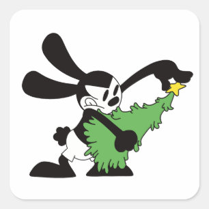 Oswald The Lucky Rabbit Weihnachtsbaum Quadratischer Aufkleber