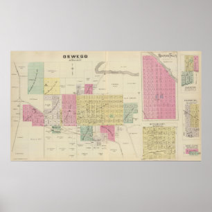 Oswego, der Neosho-Fälle, Häfen und Butler, Kansas Poster