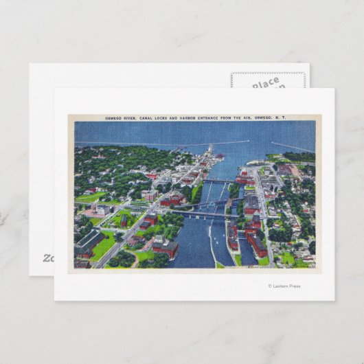 Oswego Fluss, Locks, Hafeneinfahrt Postkarte (Vorne/Hinten)
