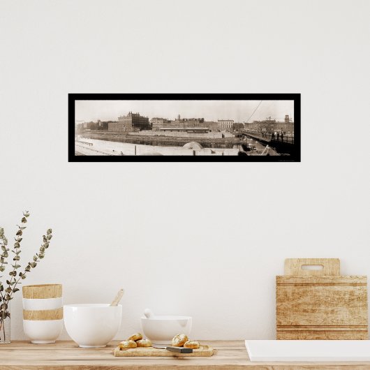 Oswego NY Riverfront Foto 1909 Poster (Küche)