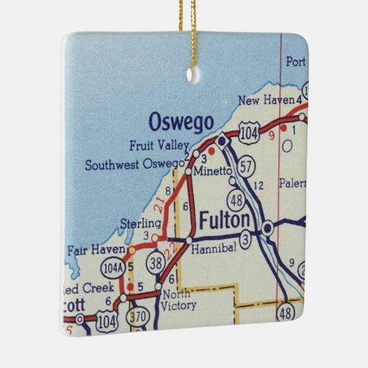 Oswego NY Vintag Map Keramikornament (Rechts)