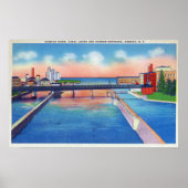 Oswego River View of Canal Locks & Harbour Poster (Vorne)