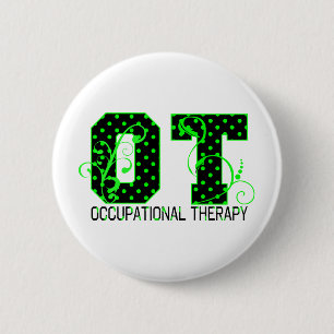ot grüne und schwarze Tupfen Button