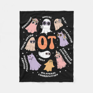 Ot Halloween Retro Fl Fleecedecke
