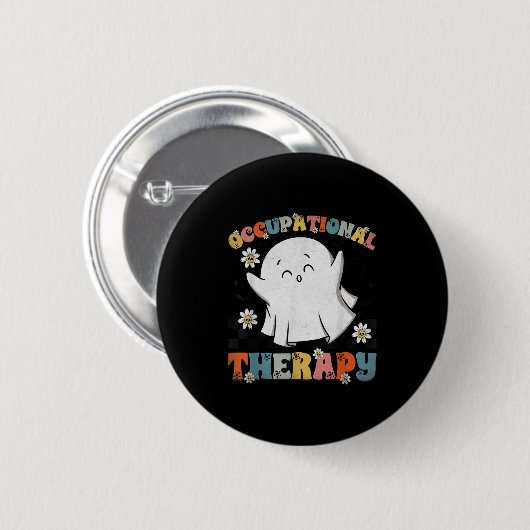 Ot Occupational Therapy Halloween Retro Ghost Ot H Button (Vorne & Hinten)