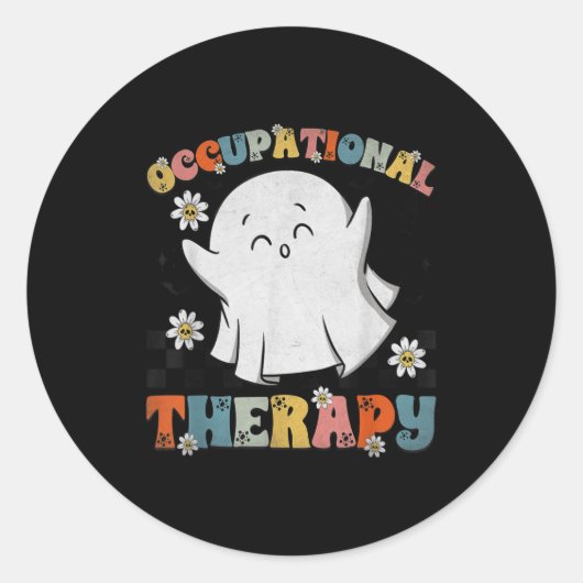 Ot Occupational Therapy Halloween Retro Ghost Ot H Runder Aufkleber (Vorderseite)