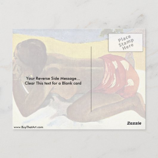 Otahi Alone von Eugene Henri Paul Gauguin Postkarte (Rückseite)