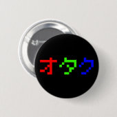 OTAKU 8 Bit Pixel Japanisch Katakana Button (Vorne & Hinten)