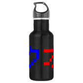 OTAKU 8 Bit Pixel Japanisch Katakana Edelstahlflasche (Rückseite)
