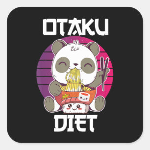 Otaku Diät Oanda Ramen Sushi Manga CosplayOotaku Quadratischer Aufkleber