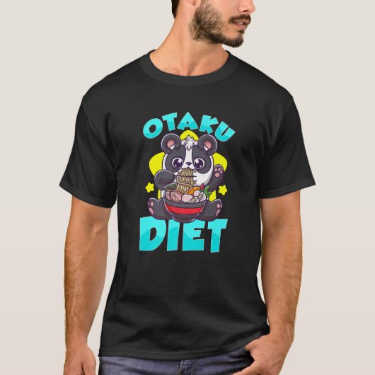 Otaku Diet Niedlich Kawaii Anime Panda Eating Rame T-Shirt (Vorderseite)
