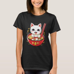 Otaku-Katze isst japanische Ramen-Nudeln 5 T-Shirt