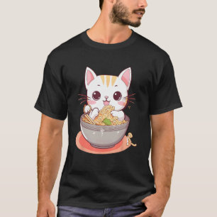 Otaku-Katze isst japanische Ramen-Nudeln 8 T-Shirt