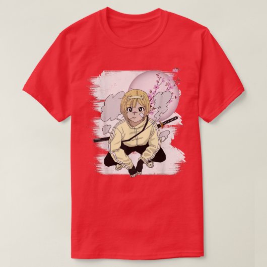 Otaku Manga Anime Girl Japanese Cherry Blossom Sak T-Shirt (Design vorne)