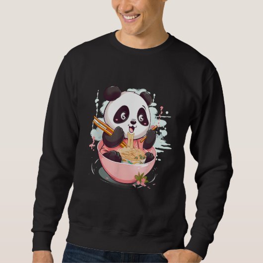 Otaku Panda Eat Japanisch Ramen Noodles Sweatshirt (Vorderseite)