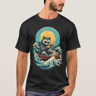 Otaku Raccoon Eat Japanisch Food Ramen Noodles 7 T-Shirt