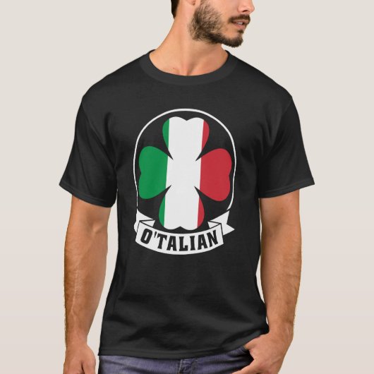 O'Talian Saint Patrick With Irish & Italia Flag on T-Shirt (Vorderseite)