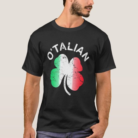 O'talian St Patrick Kleeblatt Italienische Flagge T-Shirt (Vorderseite)