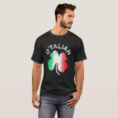 O'talian St Patrick Kleeblatt Italienische Flagge T-Shirt (Vorne ganz)