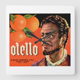 Otello Orange Etikett Quadratische Wanduhr