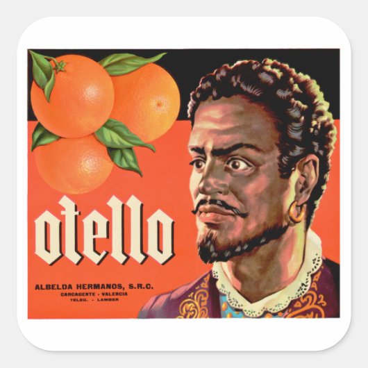 Otello Orange Label Quadratischer Aufkleber (Vorderseite)