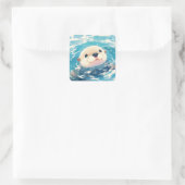 Otgroßartiges Wasser Frosch Quadratischer Aufkleber (Tasche)
