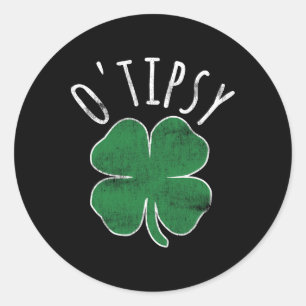 O'tipsy St. Patrick's Day Bier Shamrock Irischer B Runder Aufkleber