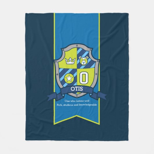 Otis oder Buchstabe O Name bedeutet blaugrüne Deck Fleecedecke (Vorderseite)