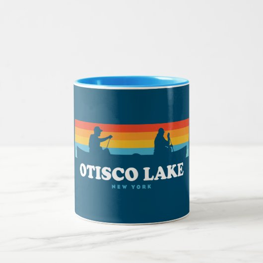 Otisco Lake New York Canoe Zweifarbige Tasse (Mittel)