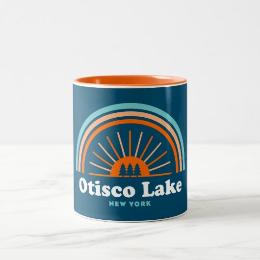 Otisco Lake New York Rainbow Zweifarbige Tasse (Mittel)