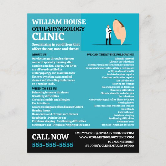 Otolaryngologin Otolaryngology Clinic Flyer (Vorne)