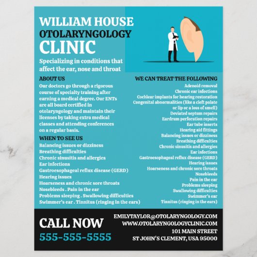 Otolaryngologin Otolaryngology Clinic Flyer (Vorne)