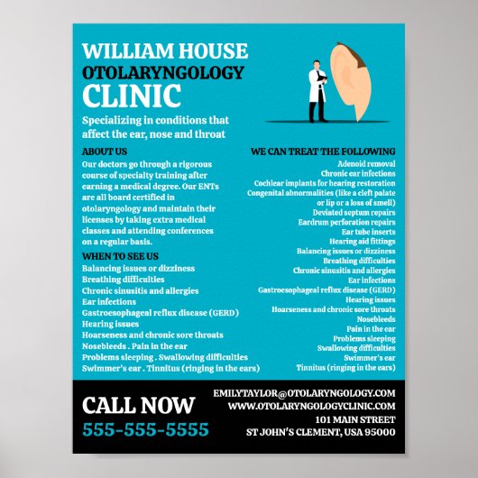 Otolaryngologin Otolaryngology Clinic Poster (Vorne)