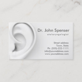 Otolaryngology Ears Doctor Gray Business Card Visitenkarte