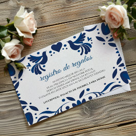 Otomi Blue Floral Elegant Fiesta Spanish Wedding Begleitkarte