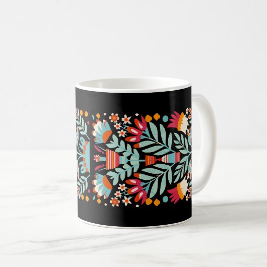 Otomi-Blume-Muster mexikanische Blumenart Kaffeetasse (VorderseiteRechts)