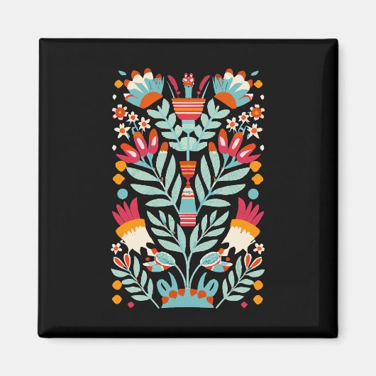 Otomi-Blume-Muster mexikanische Blumenart Magnet (Vorne)